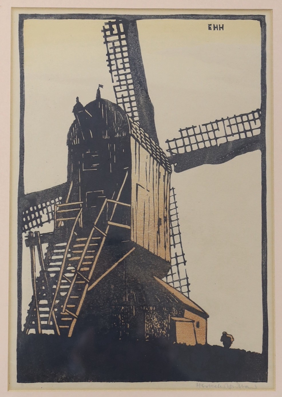 Eric Hesketh Hubbard (1892-1957), wood engraving, 'Windmill, Enkhuisen, Holland', signed in pencil, 31 x 21cm
